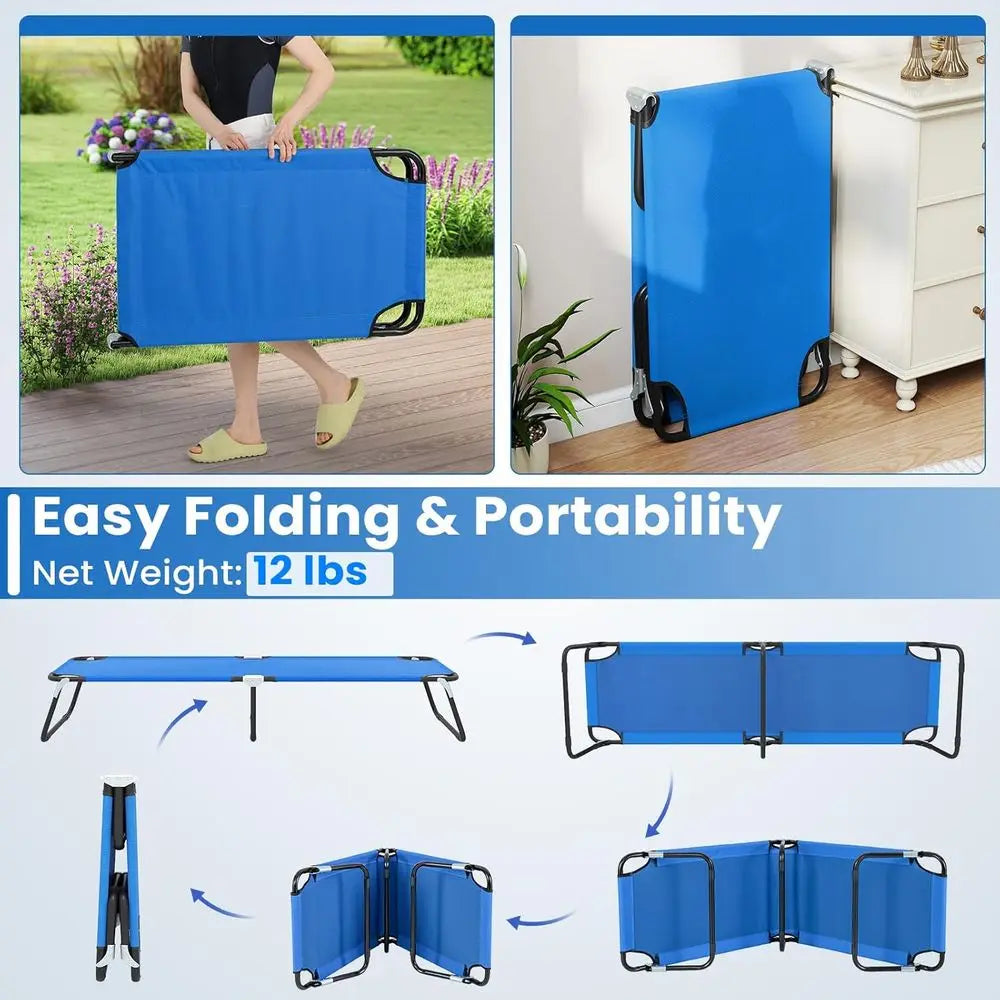 olding Camping Cot 2 Pack, Portable Ultralight Compact Sleng Cot Bed or Adults with rd abric, or Outdoor Travel Backpacking Hiki