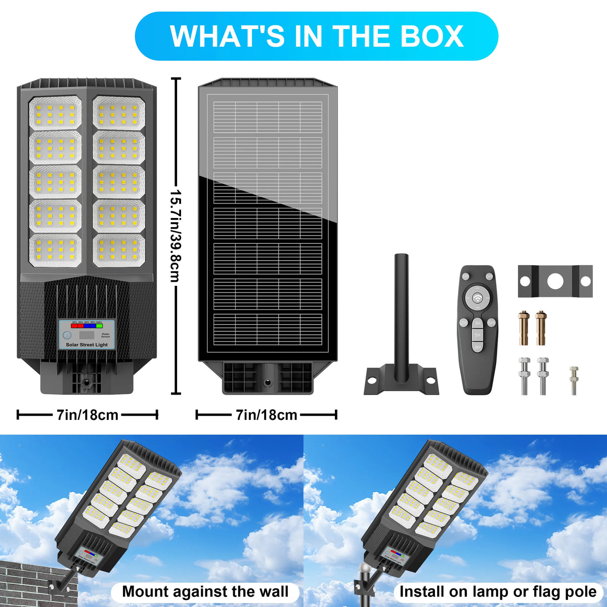 Solar LED Street Lights With Motion Sensor And Remote Control