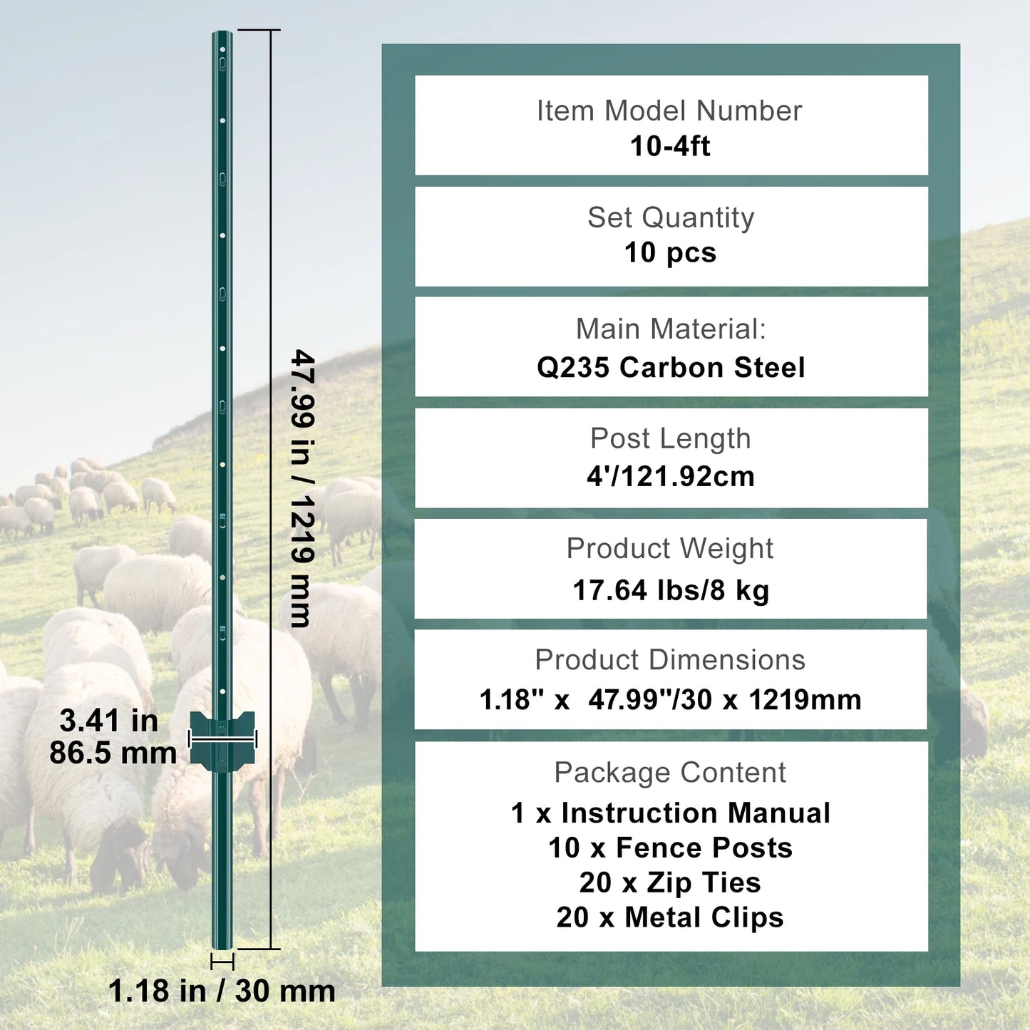 SucceBuy Heavy Duty T Post Steel Fence Stakes For Outdoor Use