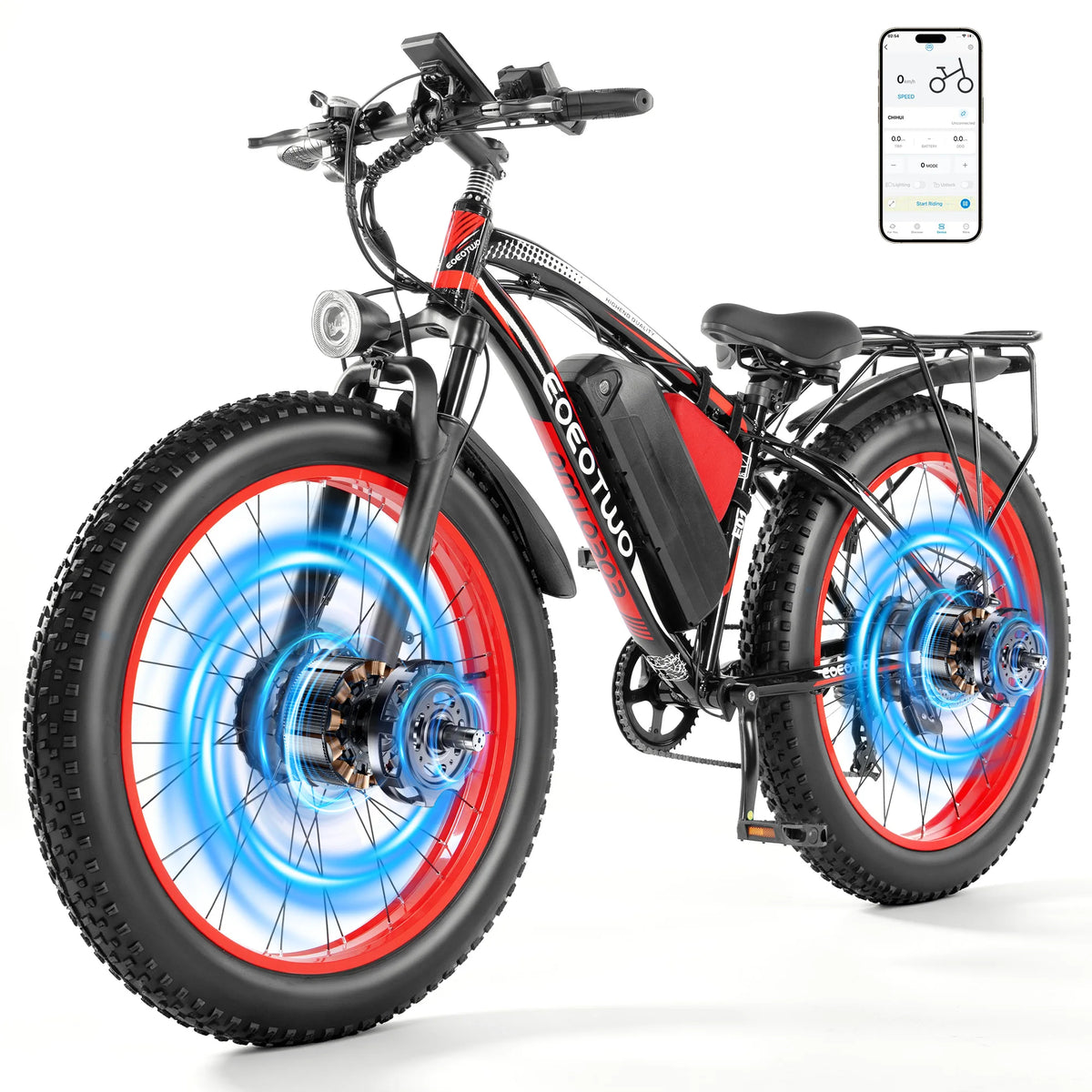 EOEOTWO Electric Fat Tire Mountain Ebike With Long Range