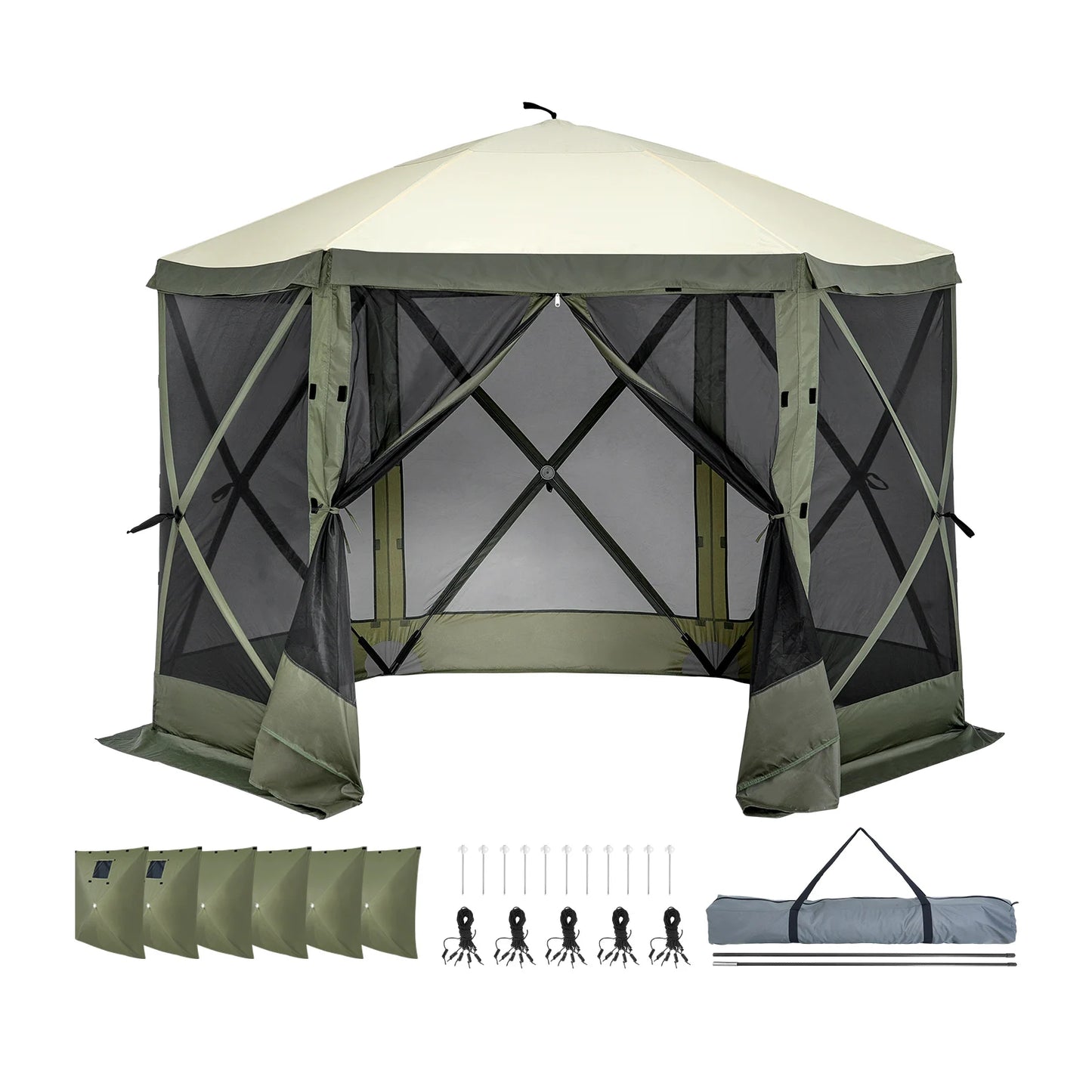 SucceBuy 10x10ft Pop Up Gazebo With 6 Removable Wind Cloths