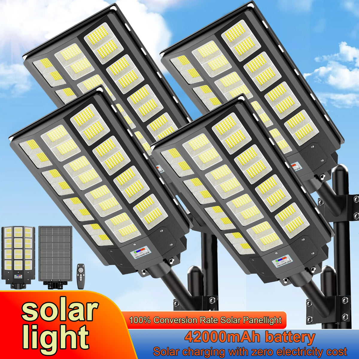 Solar LED Street Lights With Motion Sensor And Remote Control Lights