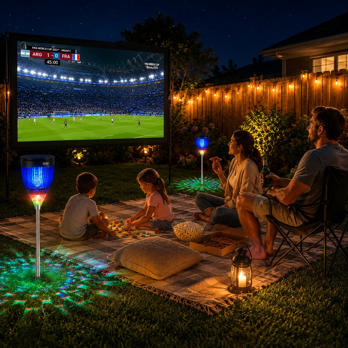 Solar 3-in-1 Bug Zapper With Flame Light RGB Projector