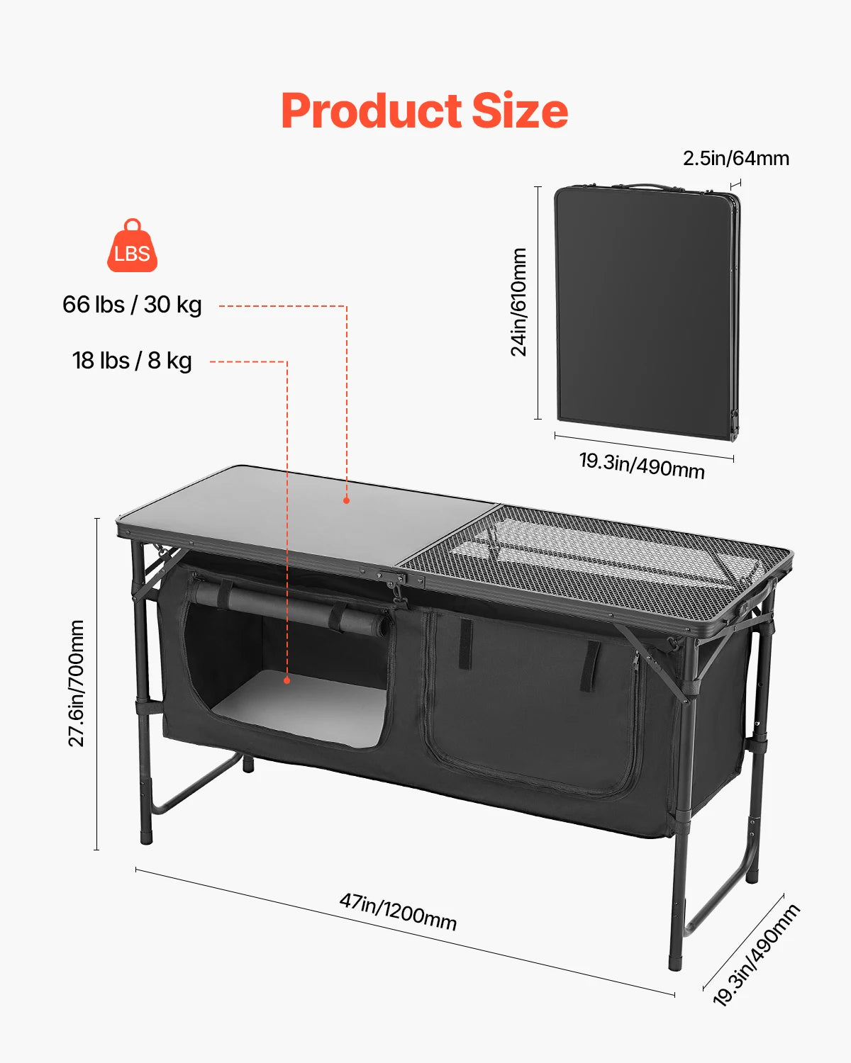SucceBuy Camping Kitchen Table Outdoor Portable Cook Station