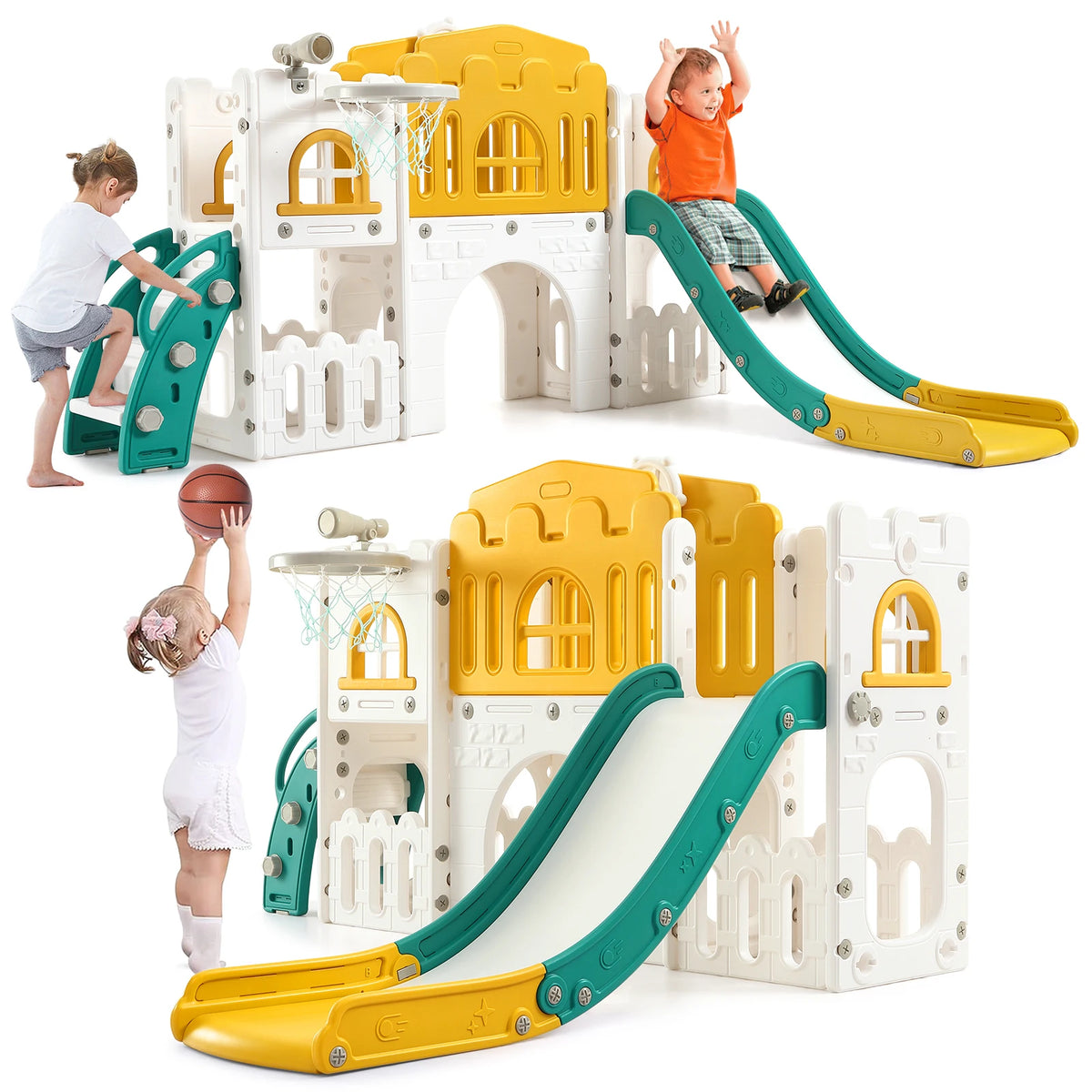 HiMISS Toddler 8 In 1 Indoor Slide Playground With Climber