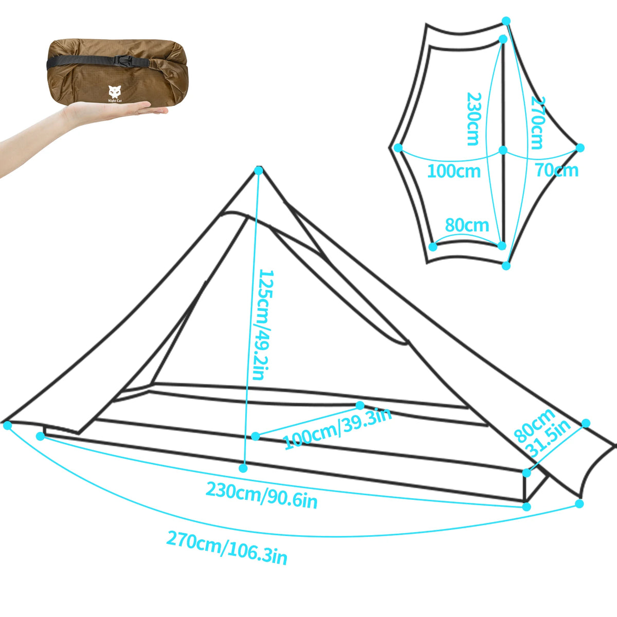 Night Cat 1 Person Tent Ultralight: Lightweight One Man Tent For Hiker Camper Backpacking Exploring Desert Forest Island