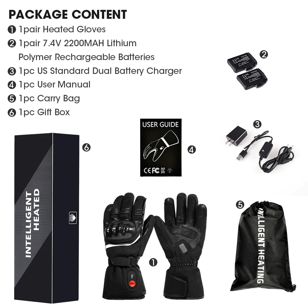 Savior Heat Waterproof Rechargeable Electric Motorcycle Gloves