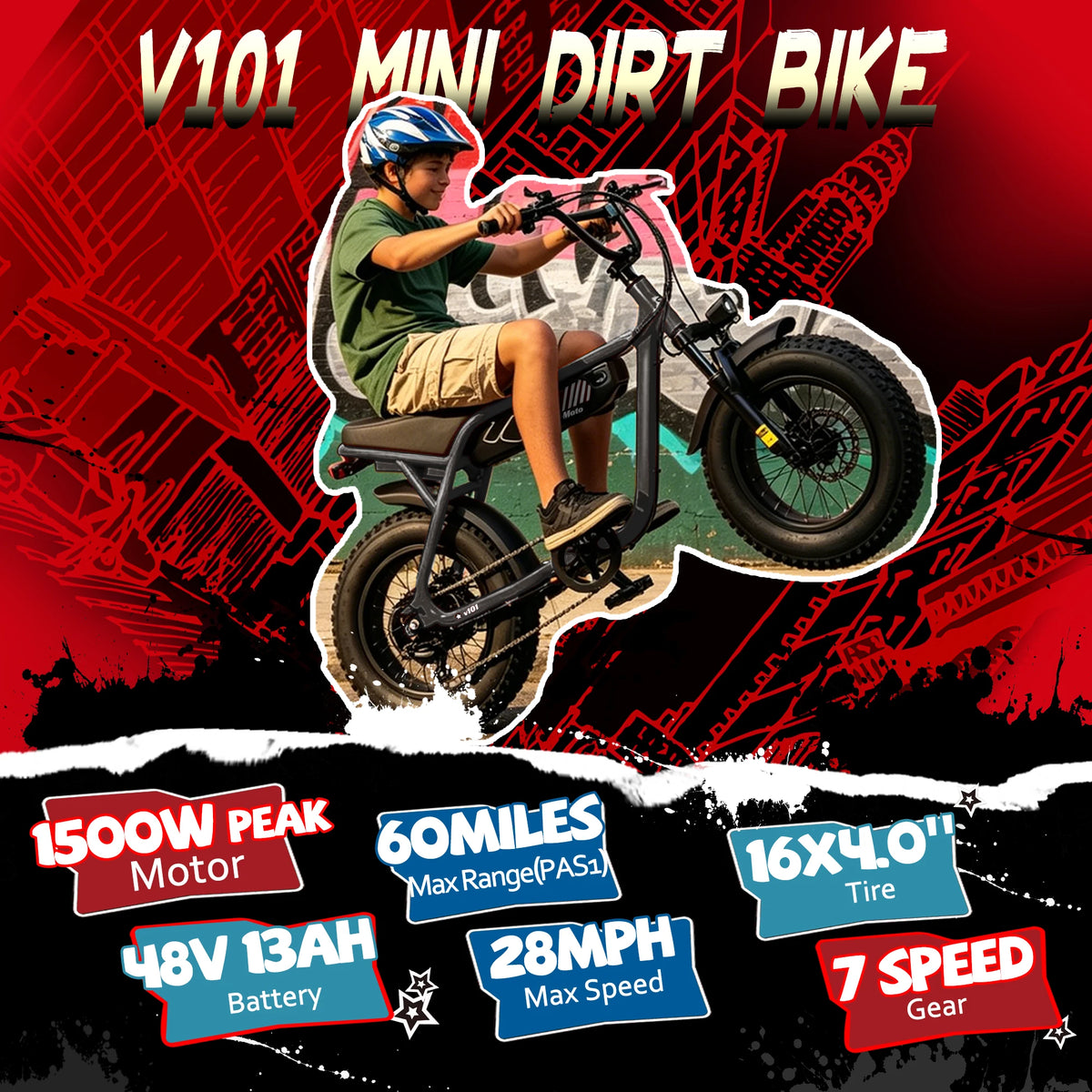 ESKUTE V101 750W Electric Fat Tire Off Road Dirt Bike