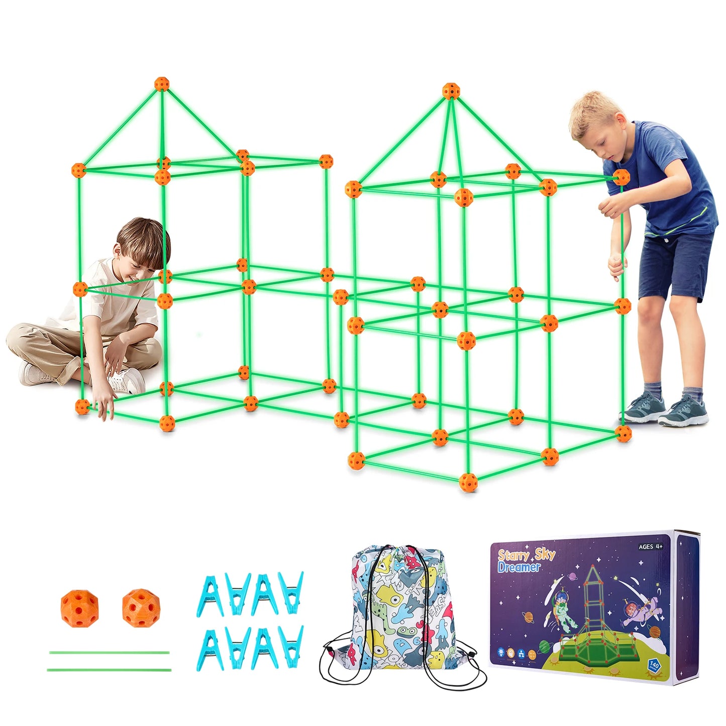 SucceBuy Fort Building Kit With Rods And Balls For Kids