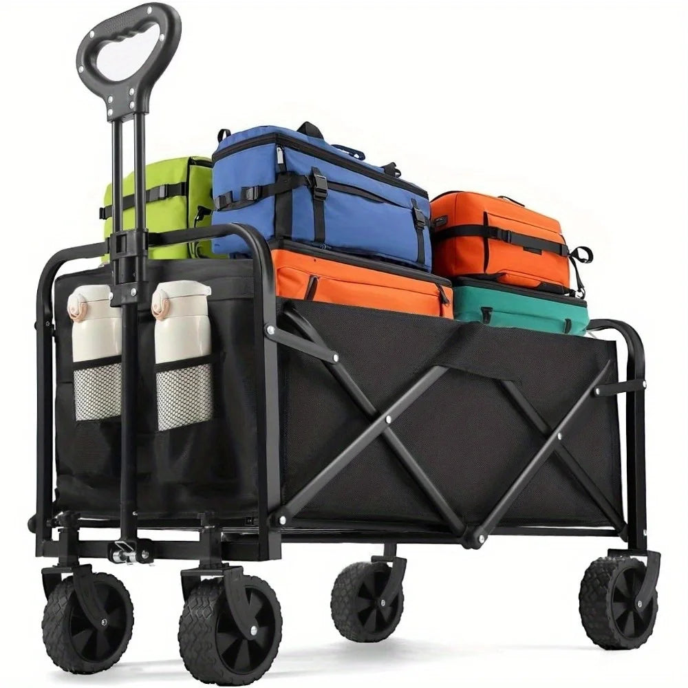 Heavy Duty Foldable Steel Utility Wagon For Outdoor Camping