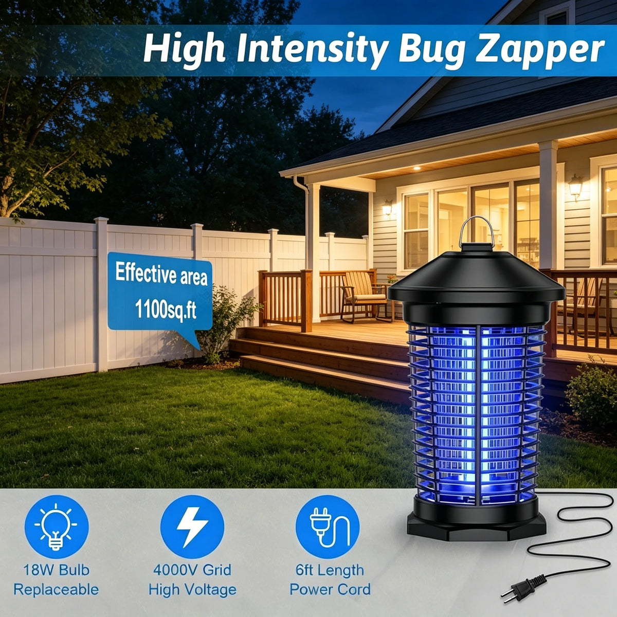 Waterproof Electronic Bug Zapper Lantern For Indoor And Outdoor Use