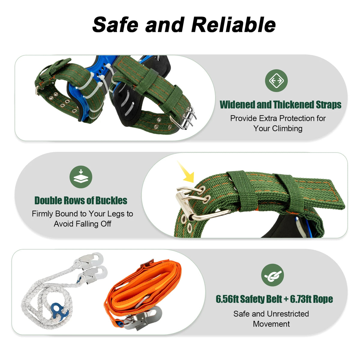Professional Tree Climbing Spikes Kit Safety Belt Harness for Arborists