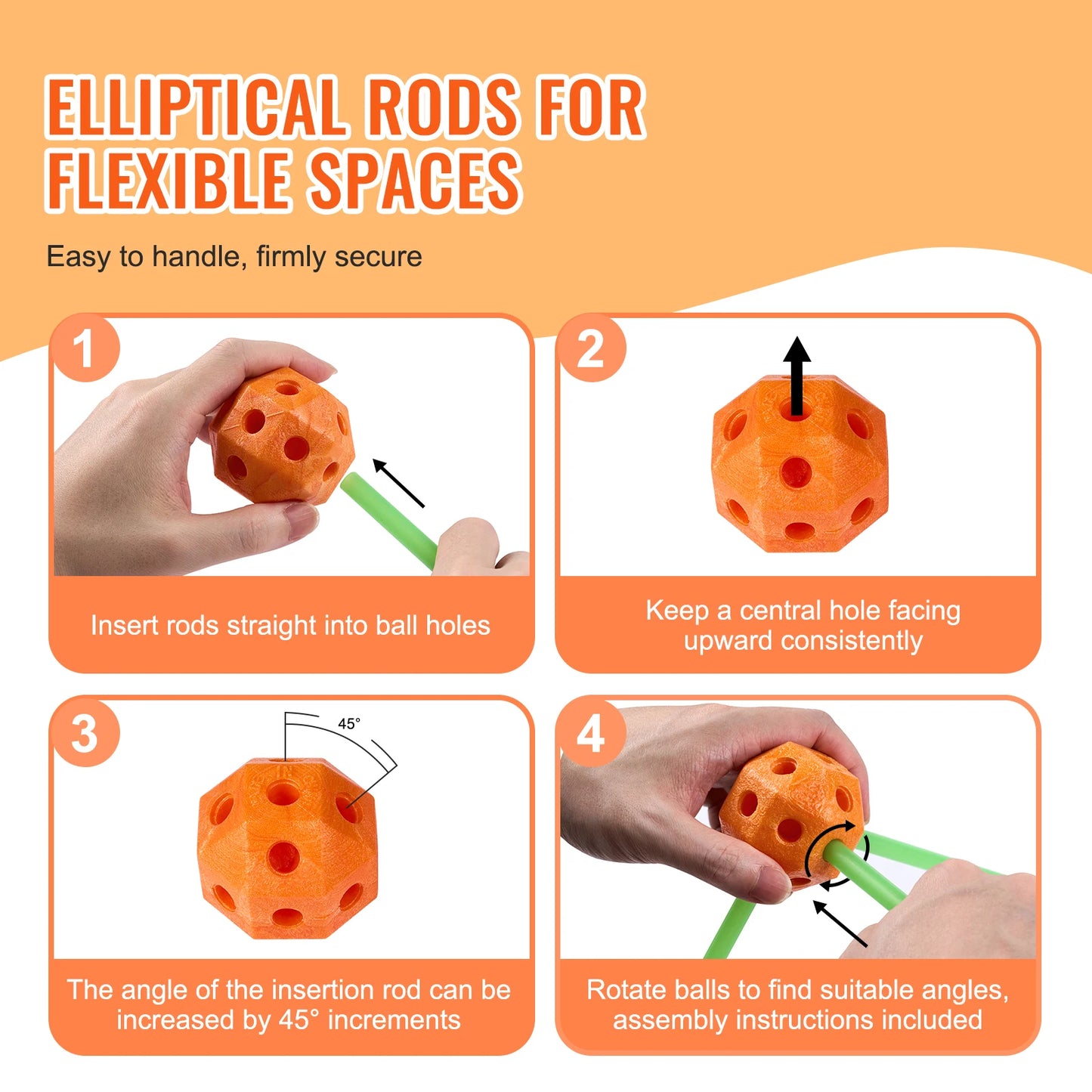 SucceBuy Fort Building Kit With Rods And Balls For Kids