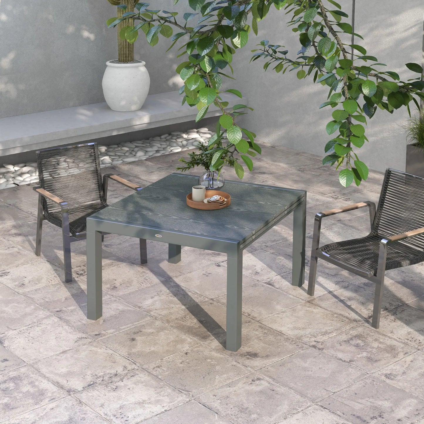Extendable Outdoor Dining Table With Sturdy Aluminum Frame