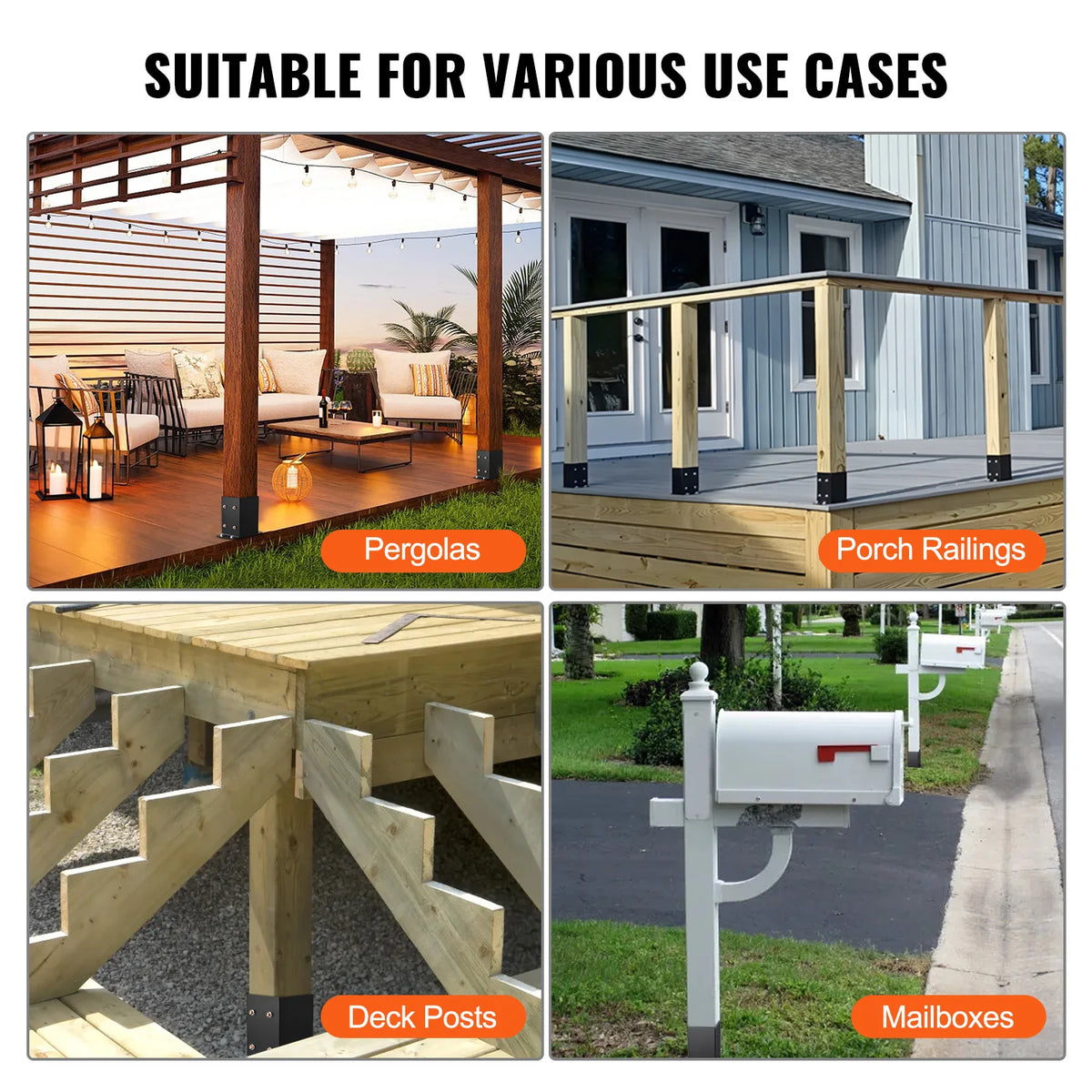 Sturdy Carbon Steel Post Base Brackets for Outdoor Deck Projects