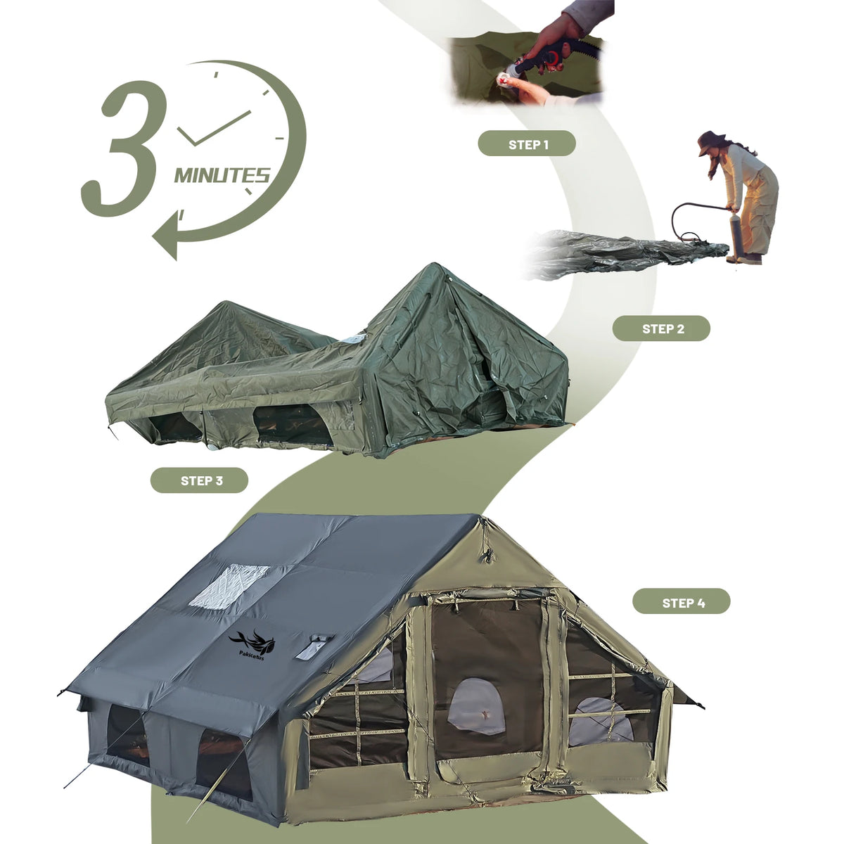 Pakicetus Inflatable Camping Tent With Waterproof Portable Air Design