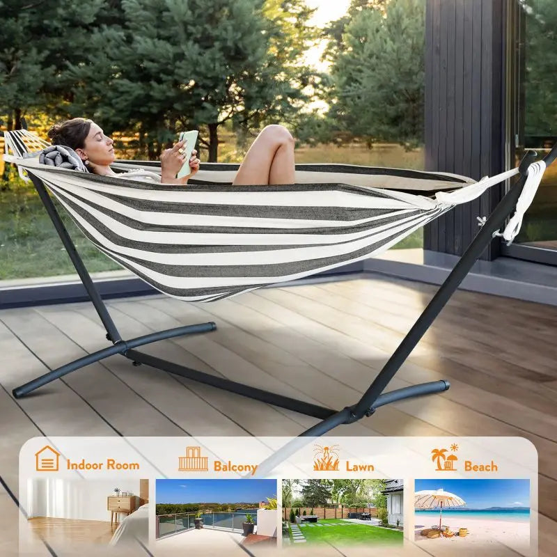 GYROOR Adjustable Hammock Stand For Comfortable Outdoor Relaxation