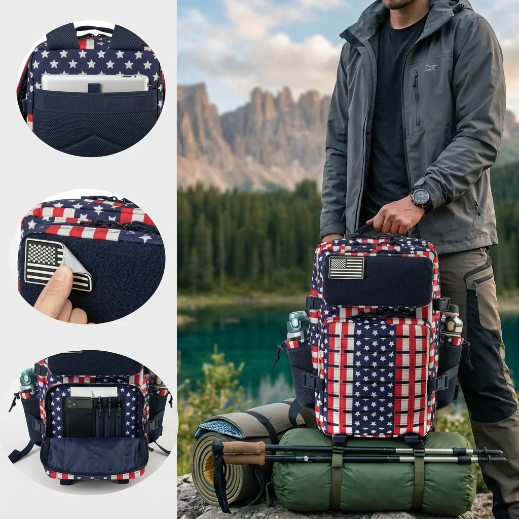 45L Tactical Backpack For Men With MOLLE Webbing System Outdoor Survival Gym Fitness Hiking Rucksack Dual Cup Holders Camping Travel Daily Work Commute Large Capacity Storage Backpack