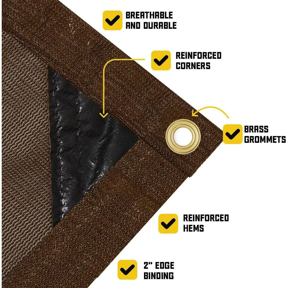 60% Brown Shade Cloth with Grommets - 20 X 40 T Heavy Duty Mesh Tarp - Sun Shade Cloth or Garden Vegetables Plants Greenhouse Ou