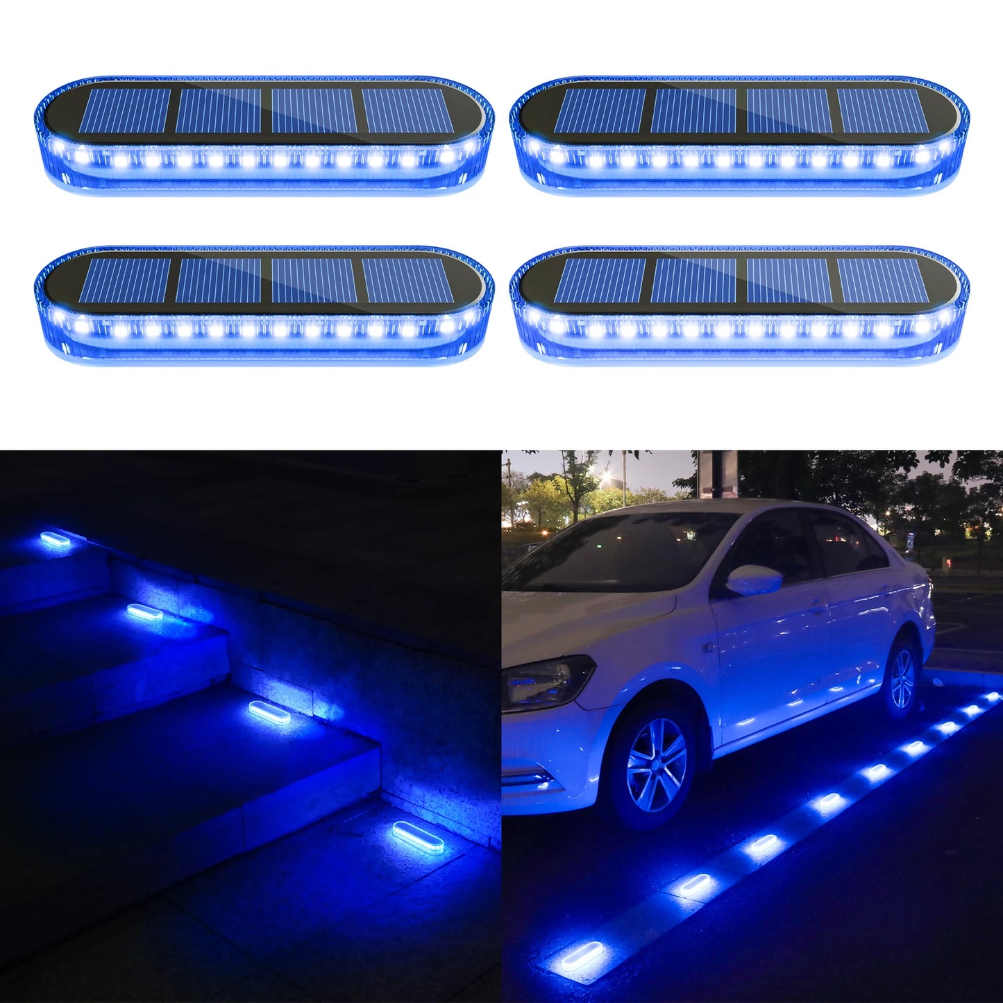 Solar Led Deck Lights Four Pack Waterproof Outdoor Automatic Control