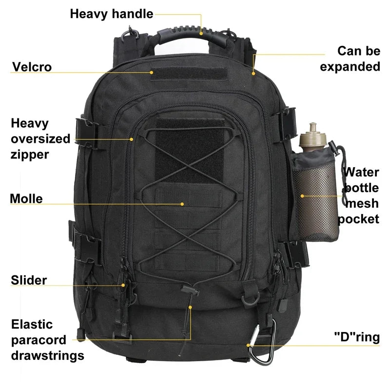 Water Resistant Nylon Tactical Backpack For Outdoor Hiking Travel