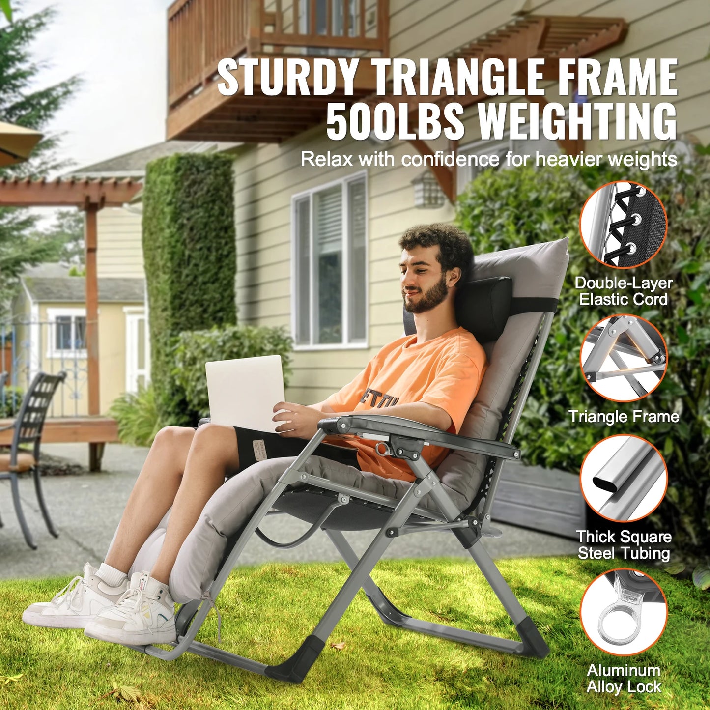 SucceBuy Adjustable Zero Gravity Chair With Footrest And Cup Holder