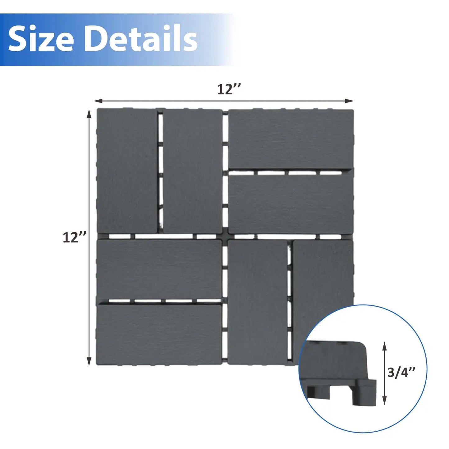 44 Piece Plastic Interlocking Floor Tiles for Garden and Patio