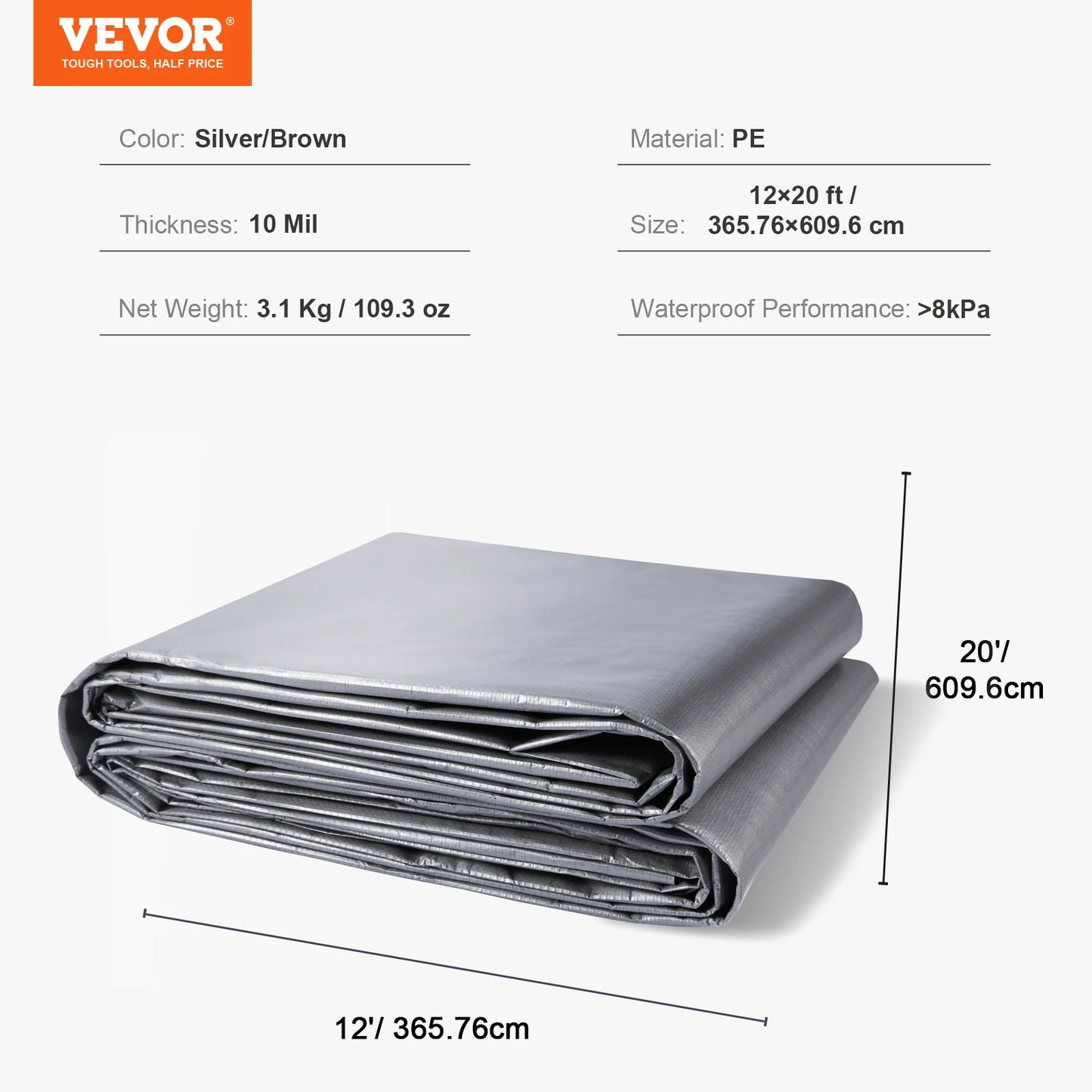 SucceBuy Heavy Duty Waterproof Poly Tarps With Grommets