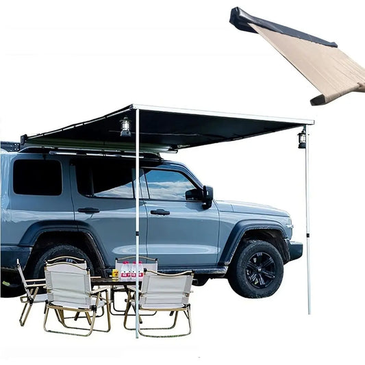 Vehicle Awning Roo Rack Pull-Out Tent Sun Shade UV50+, Retractable Car Side Awning or SUV Outdoor Camping & Overland, W/Waterpro