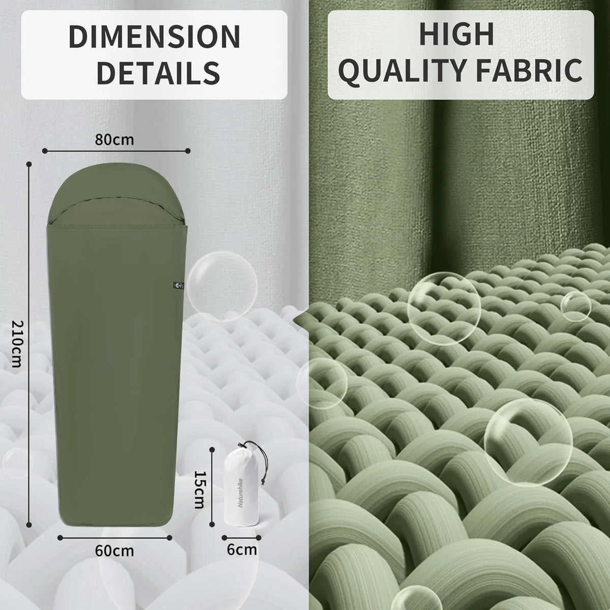 Naturehike Ultralight Portable Mummy Sleeping Bag Liner for Travel