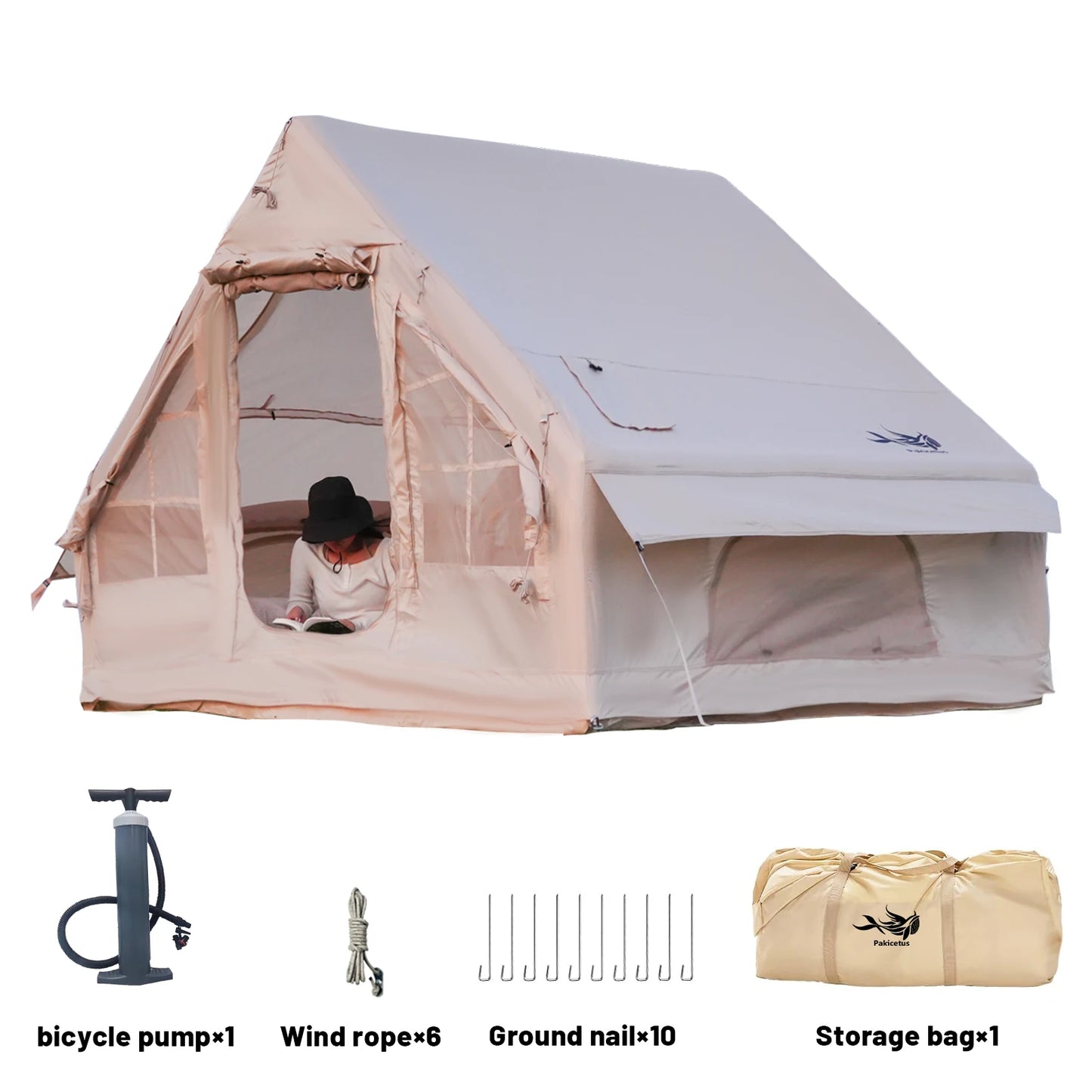 Pakicetus Luxury Inflatable Camping Tent With Integrated Stove Port