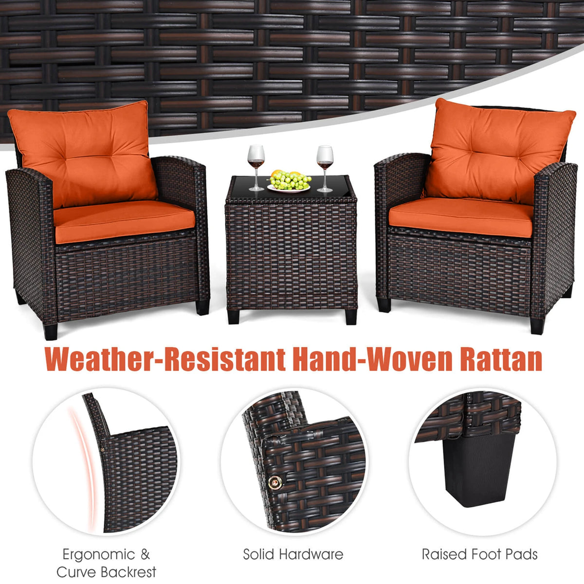 Homasis Outdoor Rattan Furniture Set With Cushioned Conversation Sofa