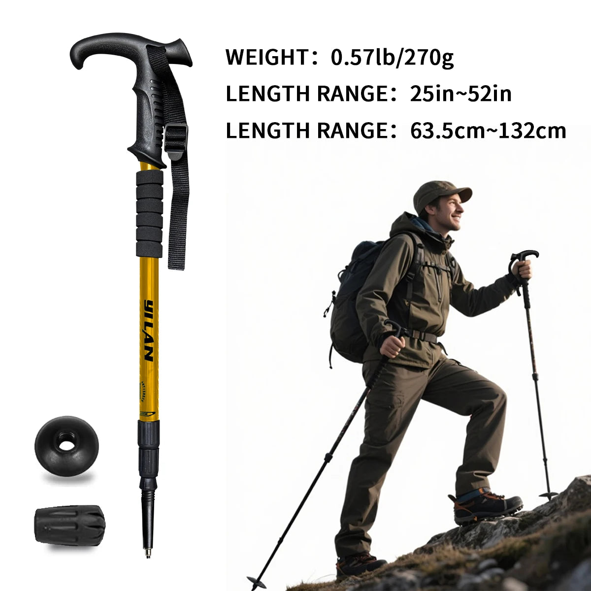 Lightweight Aluminum Trekking Poles With Shock Absorption For Hiking