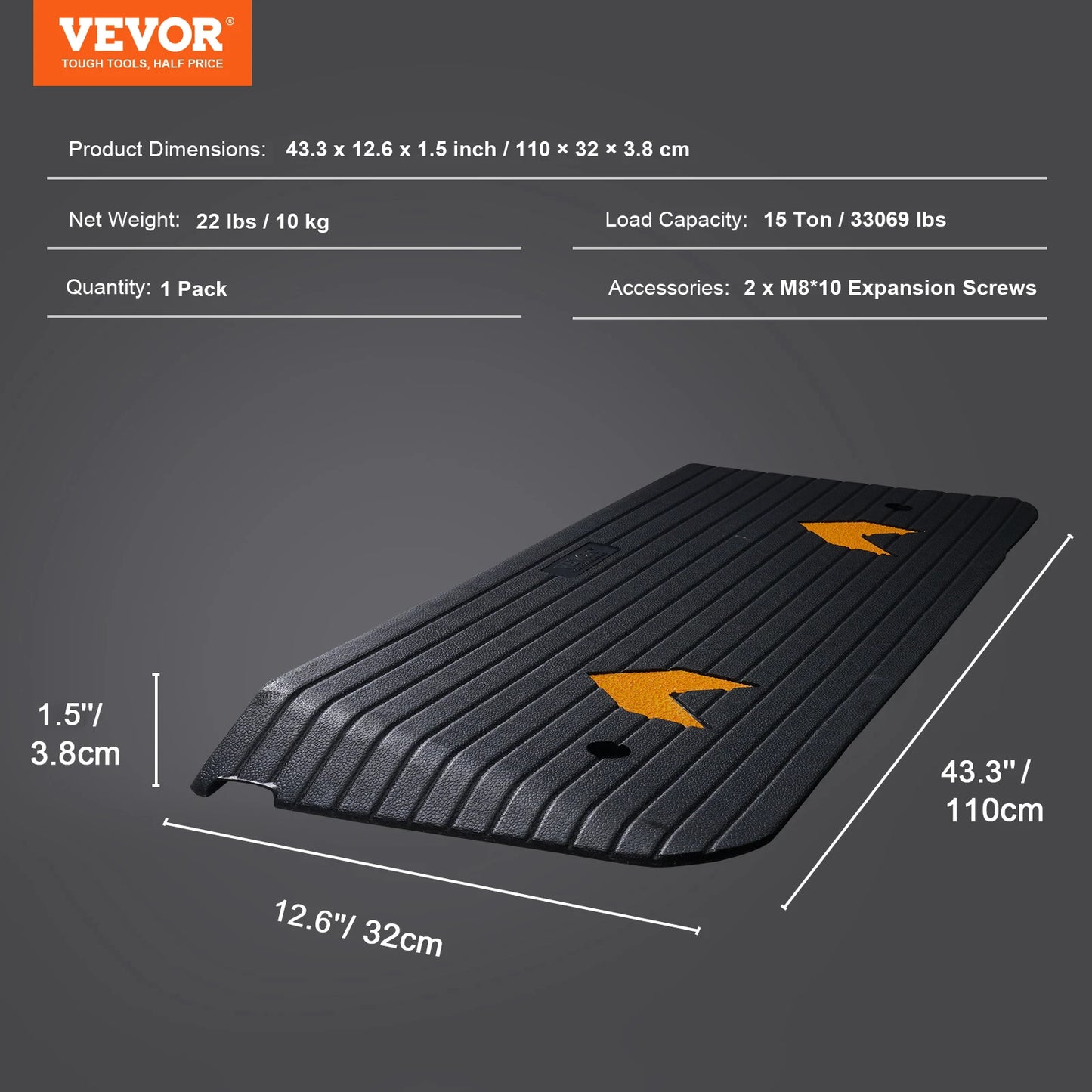 SucceBuy Portable Non-Slip Rubber Driveway Curb Ramps