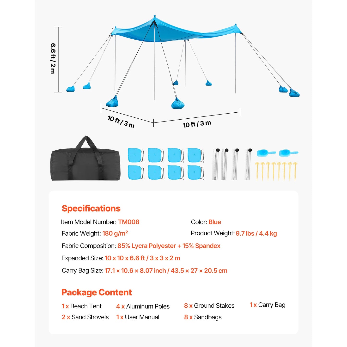 SucceBuy Pop Up Beach Tent With UPF50+ Sun Shelter