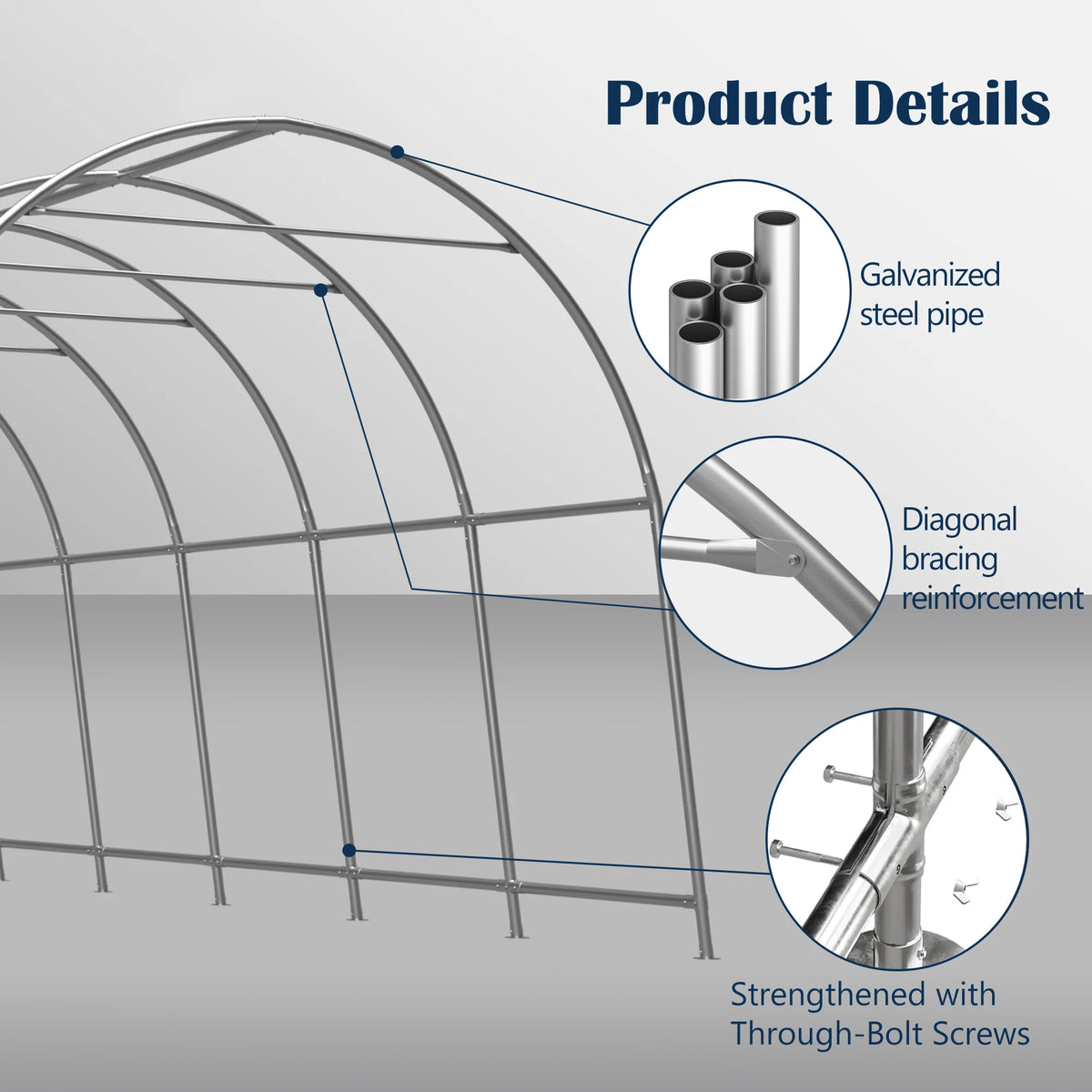 GIHAUVIA Heavy Duty Steel Frame Waterproof Carport Canopy Vented Roof
