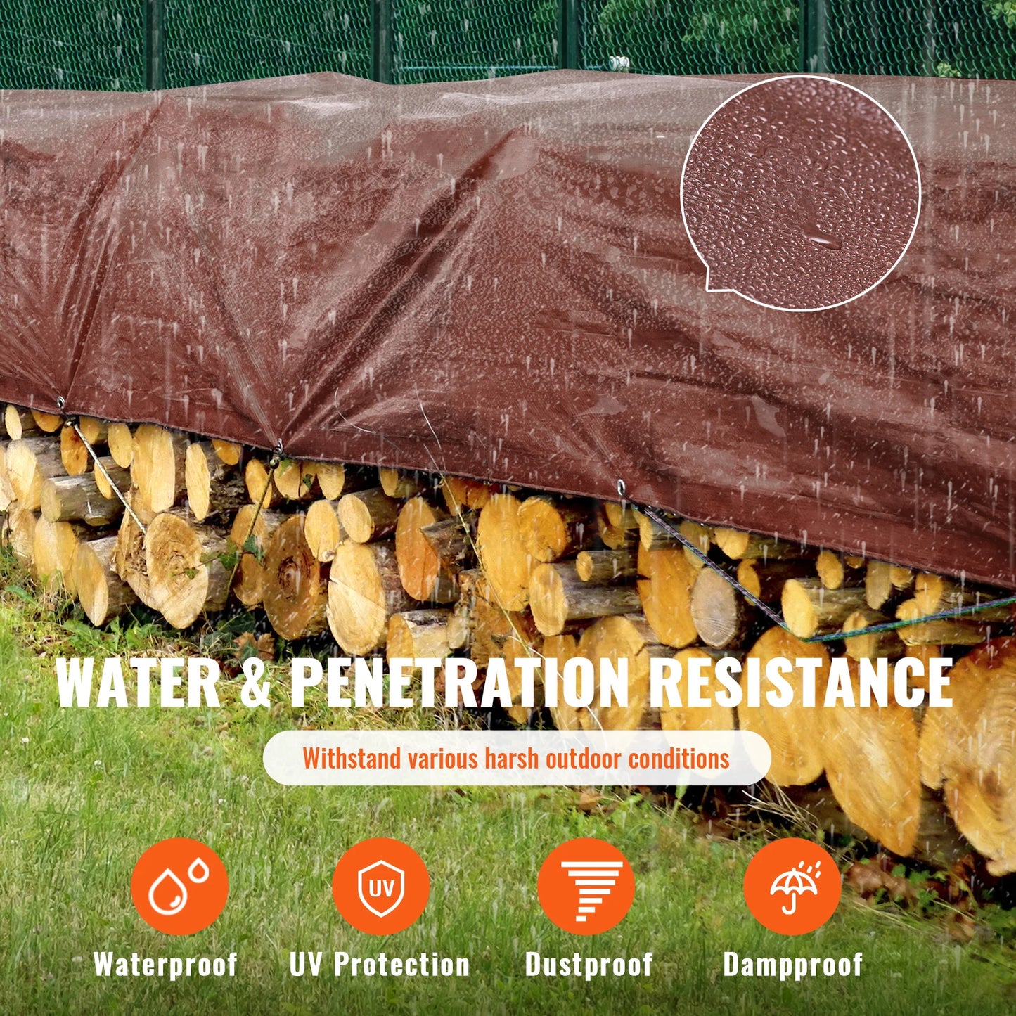 SucceBuy Heavy Duty Waterproof Poly Tarps With Grommets