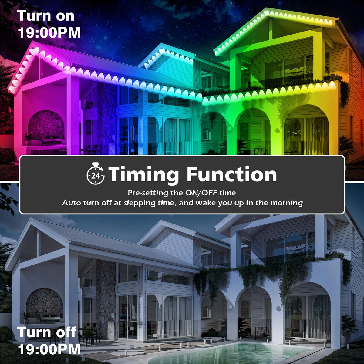 RCUICA Smart RGB Permanent Outdoor Roof Lights With App Control