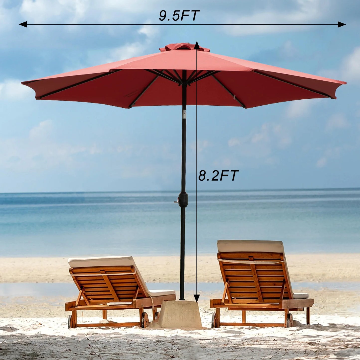 JHK Solar Patio Umbrella With 32 LED Lights UV Resistant