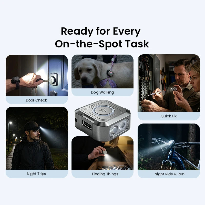 SOFIRN Mini EDC SE1 300LM Pocket Flashlight RGB Signal Ring with UV Light and Magnetic for Night Run Door Check