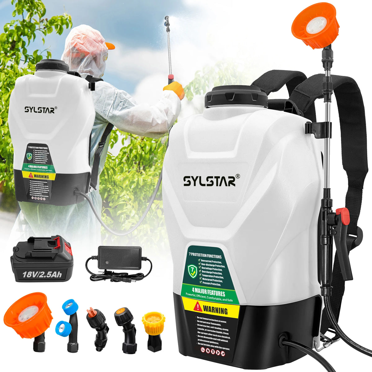 21V Cordless Garden Sprayer With Telescopic Wand And Nozzles