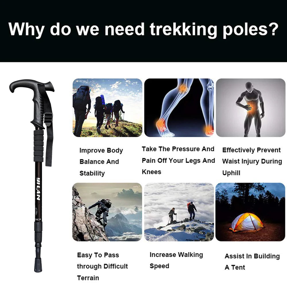 Ultralight Shock Absorbing Hiking Poles With Quick Locking System