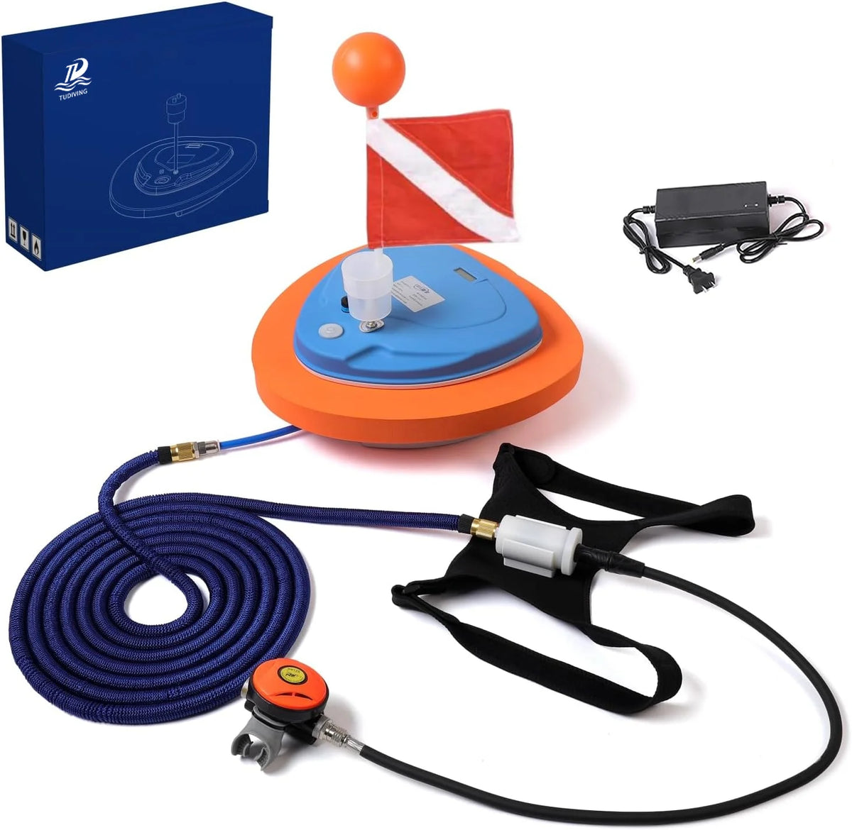 TUDIVING Portable Rechargeable Scuba Diving System With Breathing Regulator