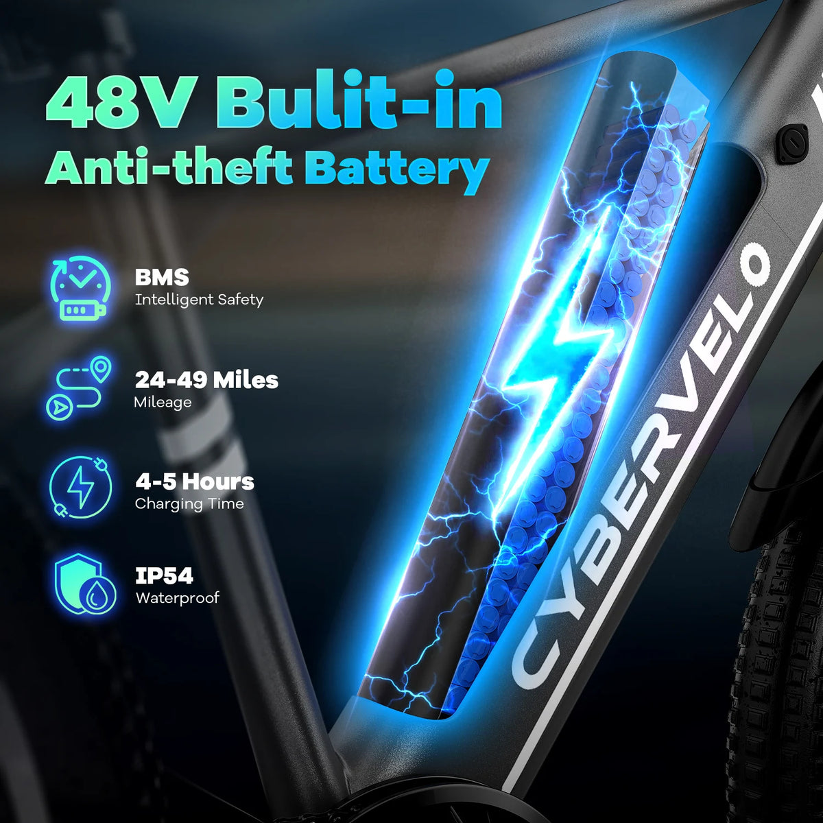 Cybervelo EK3 1000W Peak Electric Bicycle With Seven Speed Gears