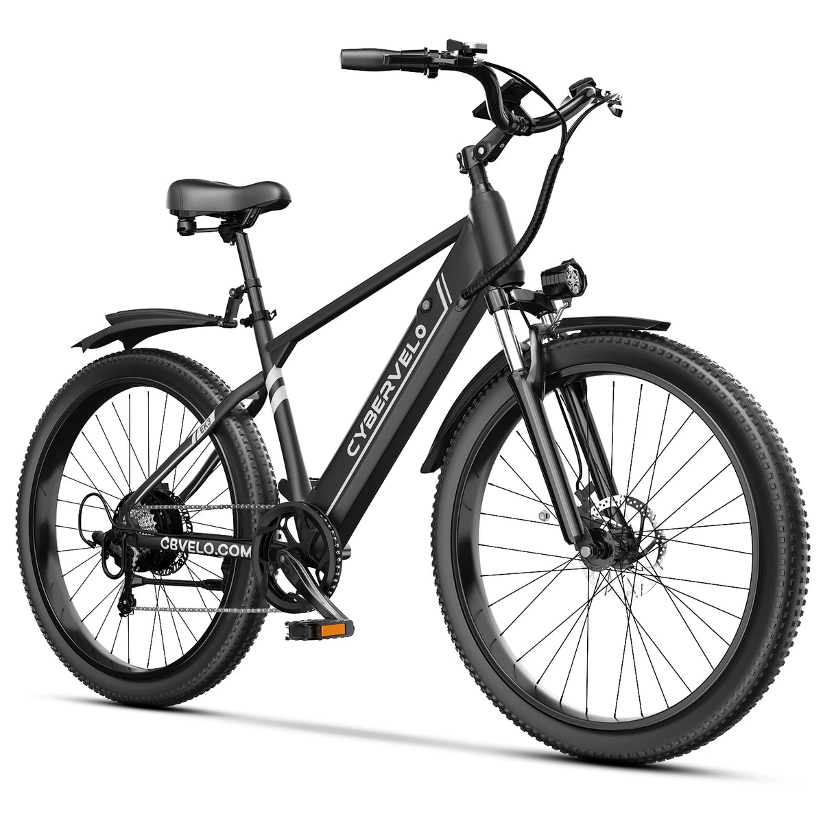 Cybervelo 26" Adult Electric Bicycle 1000W Peak Waterproof 48V Battery 7-Speed Shift for Commute Beach Snow Women's Men's EK3