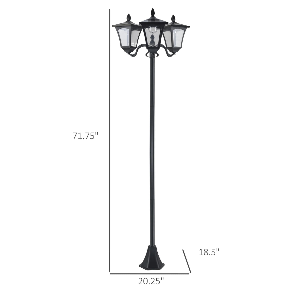 Antique Triple Head Solar Outdoor Lamp Post With Automatic Lighting