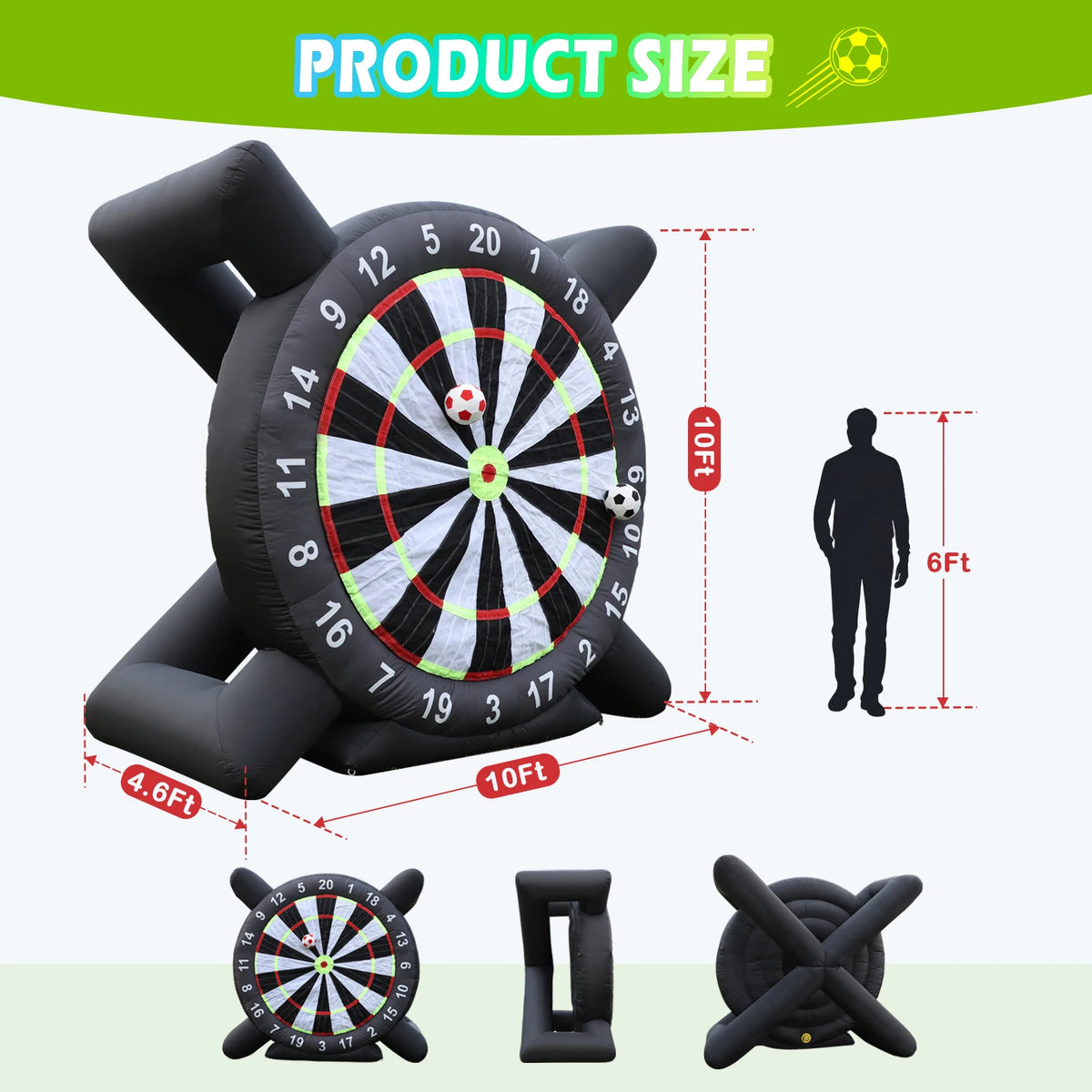 KING INFLATABLE Inflatable Soccer Dart Board for Outdoor Games