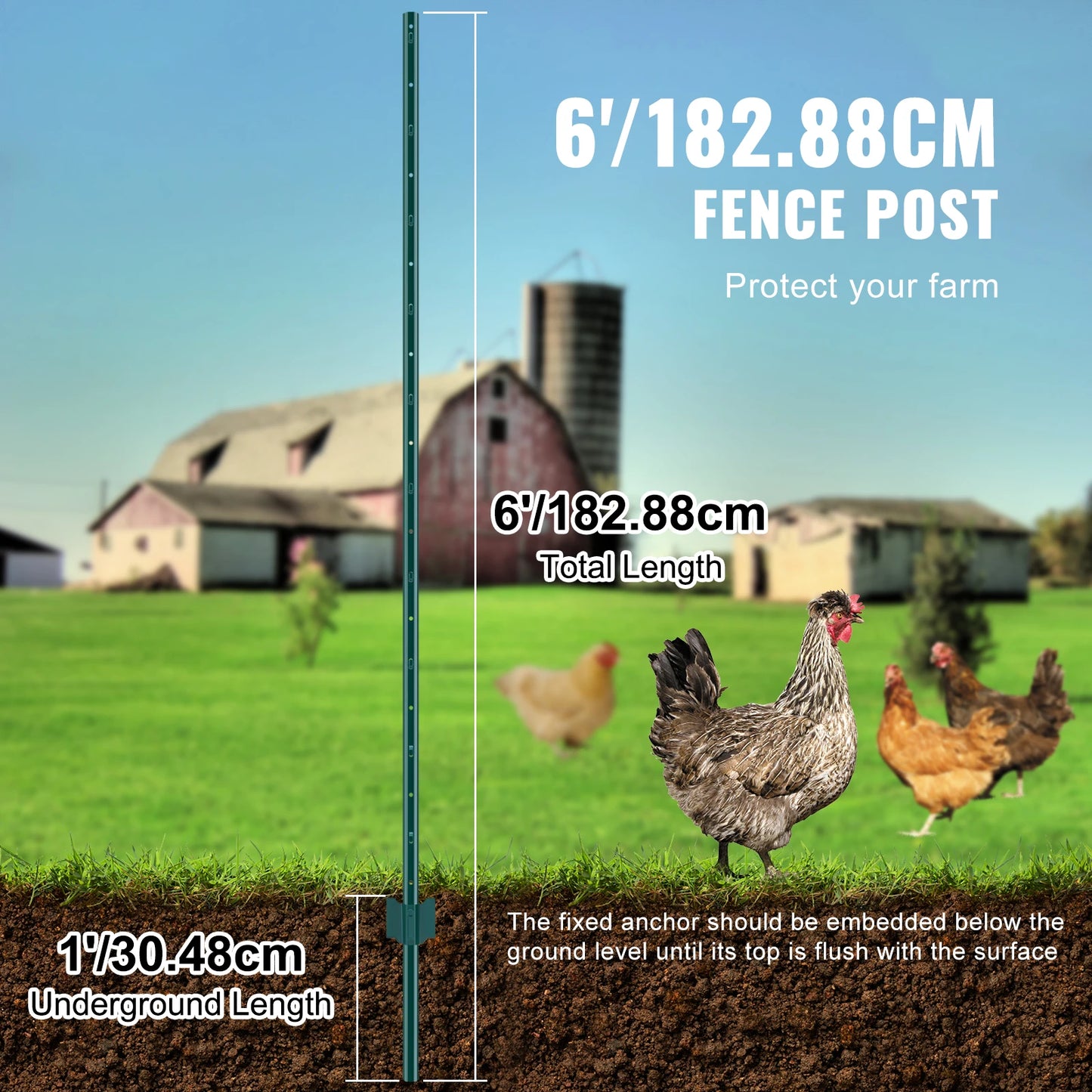 SucceBuy Heavy Duty T Post Steel Fence Stakes For Outdoor Use