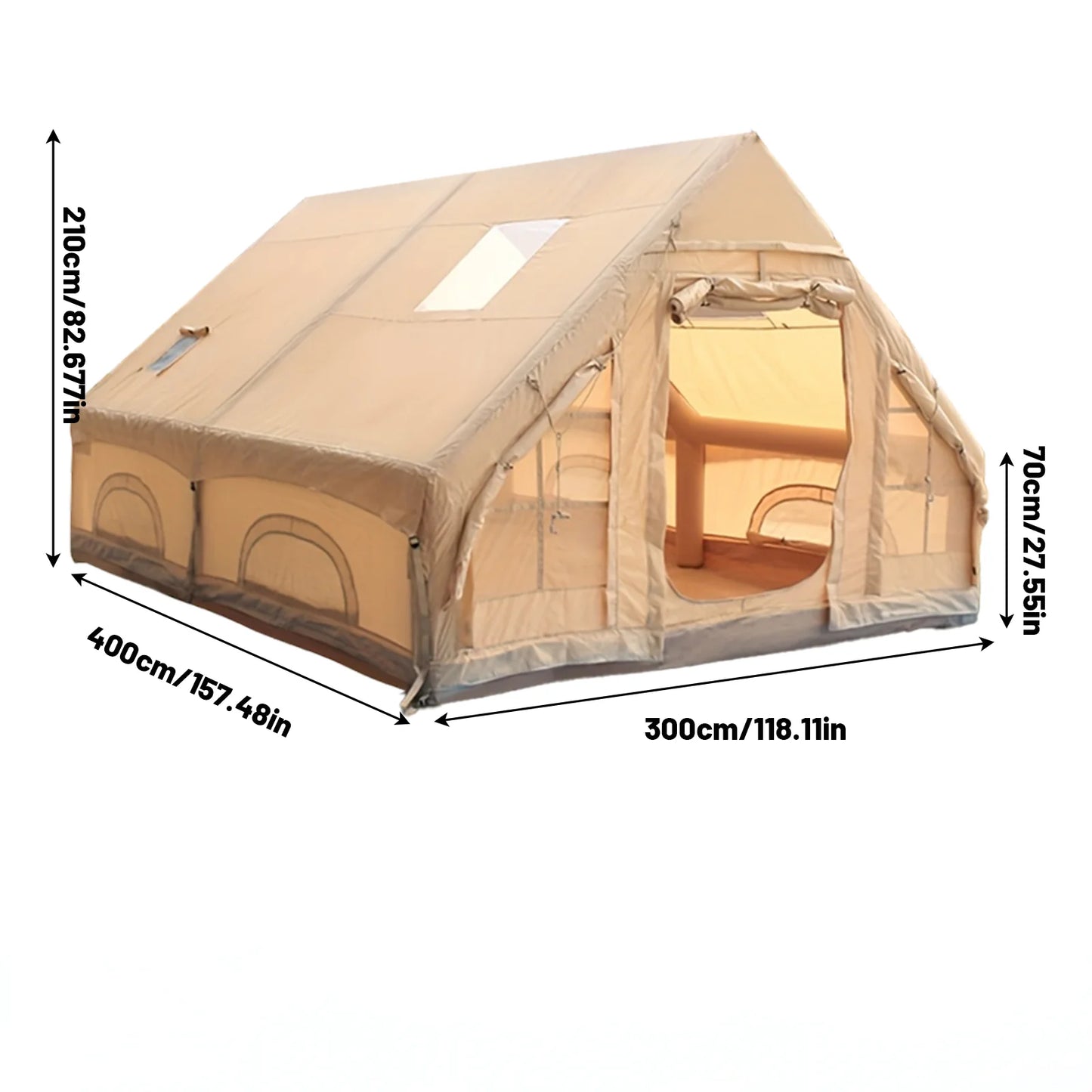4-8 Person Inflatable Camping Tent - Quick-Setup Air Frame, 4-Season Waterproof Shelter with Stove Jack & Portable Design.