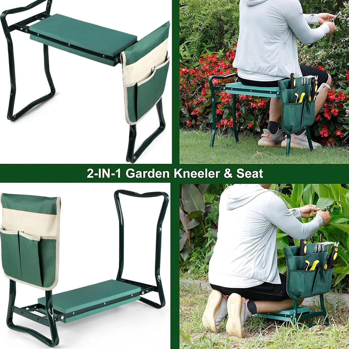 Portable Folding Garden Kneeler And Seat With Soft Support Pad